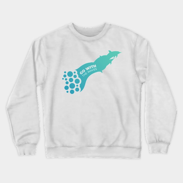 Go with the waves with creative dolphin design Gift Crewneck Sweatshirt by Swimarts